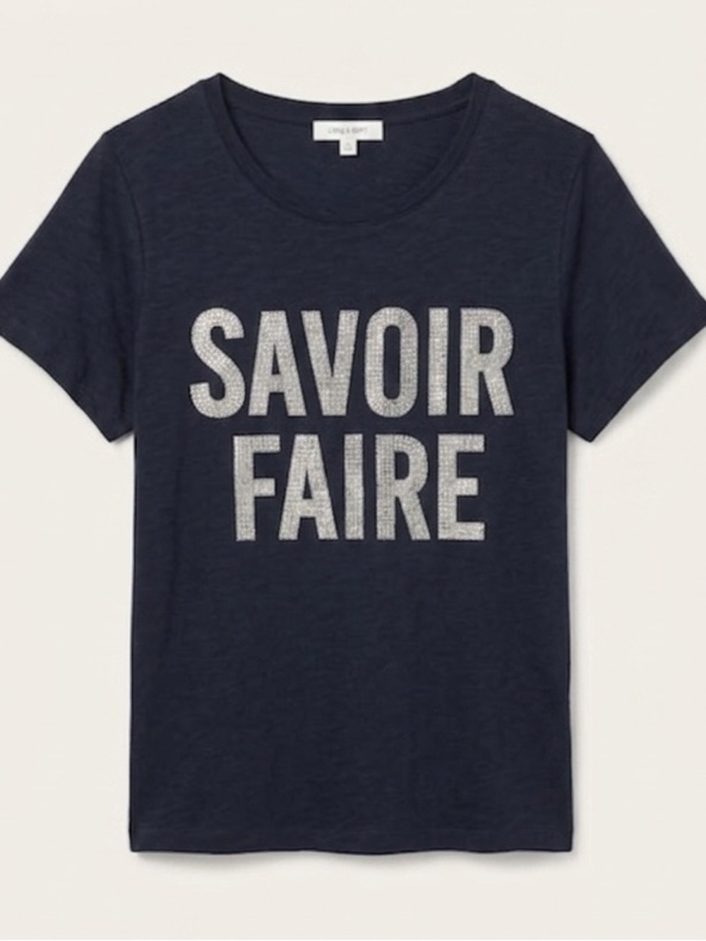 Cinq a Sept Rhinestone Savior Faire Shore-Sleeve T-Shirt